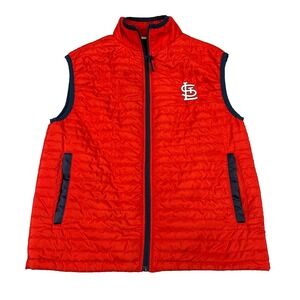 St Louis Cardinals Puffer Vest Adult XL Red Full‎ Zip MLB Quilted Lightweight